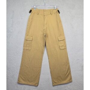 Dolls Kill Salty Pants Women's Small Brown Wide Leg High Rise‎ Cargo Jeans